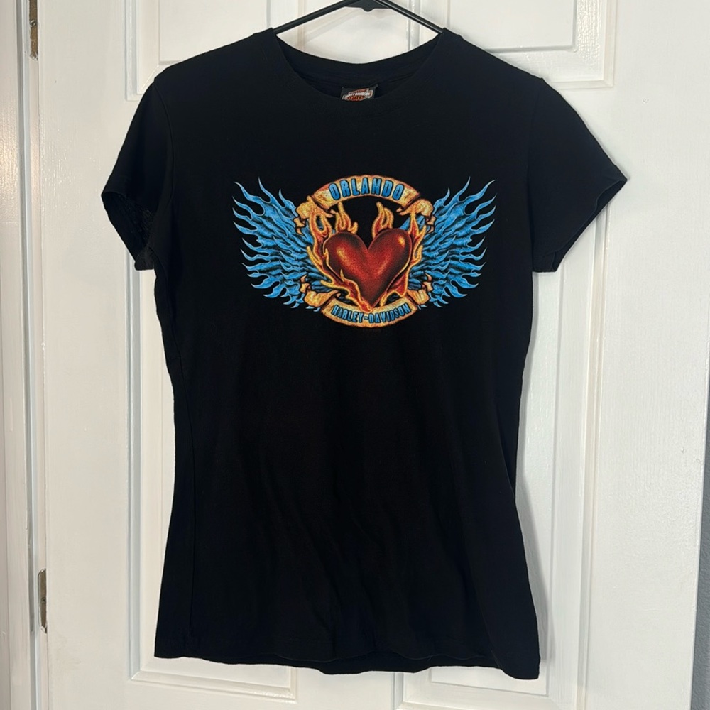 Women’s Harley Davidson Motorcycle Heart Tee T-Shirt